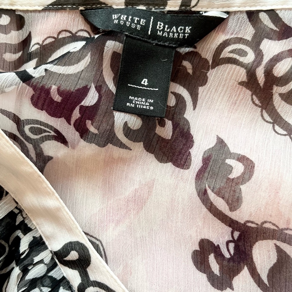 White House Black Market Black and White Ruffle Blouse - Picture 3 of 7